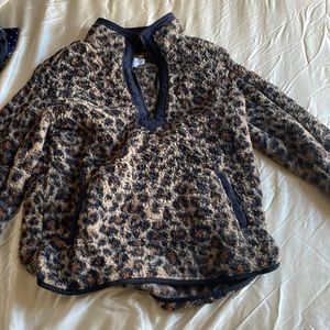 Cheetah print fleece half zip up sweater